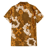 Mokihana Maile and Ilima Leis Family Matching Long Sleeve Bodycon Dress and Hawaiian Shirt Alani Hawaiian Tapa Quilt Pattern LT9 - Polynesian Pride