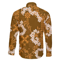 Mokihana Maile and Ilima Leis Family Matching Long Sleeve Bodycon Dress and Hawaiian Shirt Alani Hawaiian Tapa Quilt Pattern LT9 - Polynesian Pride