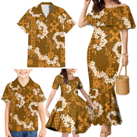 Mokihana Maile and Ilima Leis Family Matching Mermaid Dress and Hawaiian Shirt Alani Hawaiian Tapa Quilt Pattern LT9 - Polynesian Pride