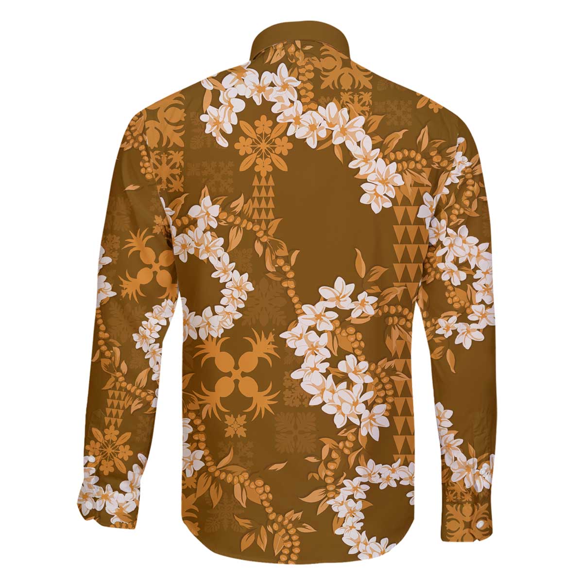 Mokihana Maile and Ilima Leis Family Matching Off The Shoulder Long Sleeve Dress and Hawaiian Shirt Alani Hawaiian Tapa Quilt Pattern LT9 - Polynesian Pride