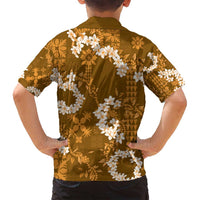 Mokihana Maile and Ilima Leis Family Matching Off Shoulder Maxi Dress and Hawaiian Shirt Alani Hawaiian Tapa Quilt Pattern LT9 - Polynesian Pride