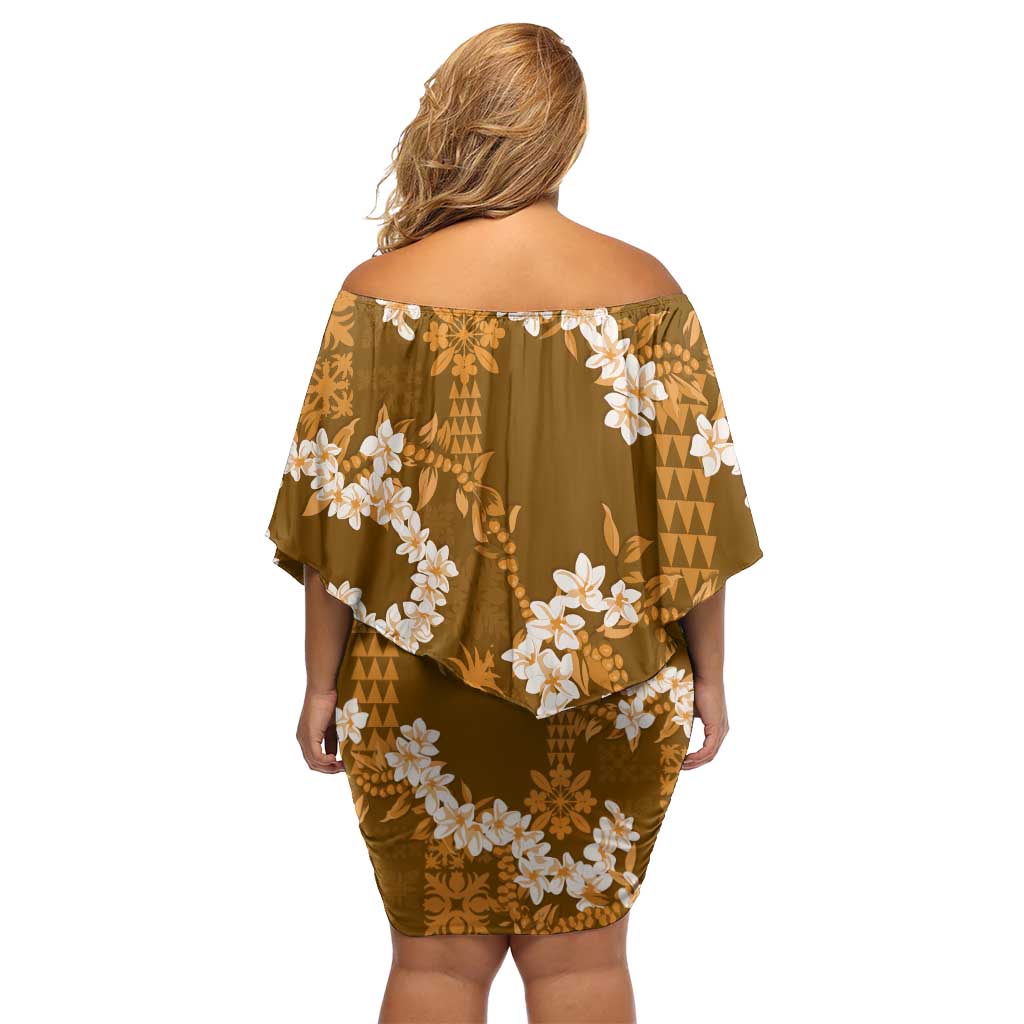 Mokihana Maile and Ilima Leis Family Matching Off Shoulder Short Dress and Hawaiian Shirt Alani Hawaiian Tapa Quilt Pattern LT9 - Polynesian Pride
