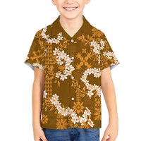 Mokihana Maile and Ilima Leis Family Matching Tank Maxi Dress and Hawaiian Shirt Alani Hawaiian Tapa Quilt Pattern LT9 Son's Shirt Gold - Polynesian Pride