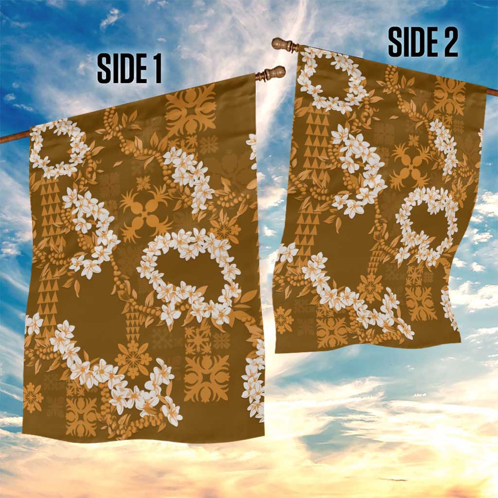 Mokihana Maile and Ilima Leis Garden Flag Alani Hawaiian Tapa Quilt Pattern - Polynesian Pride