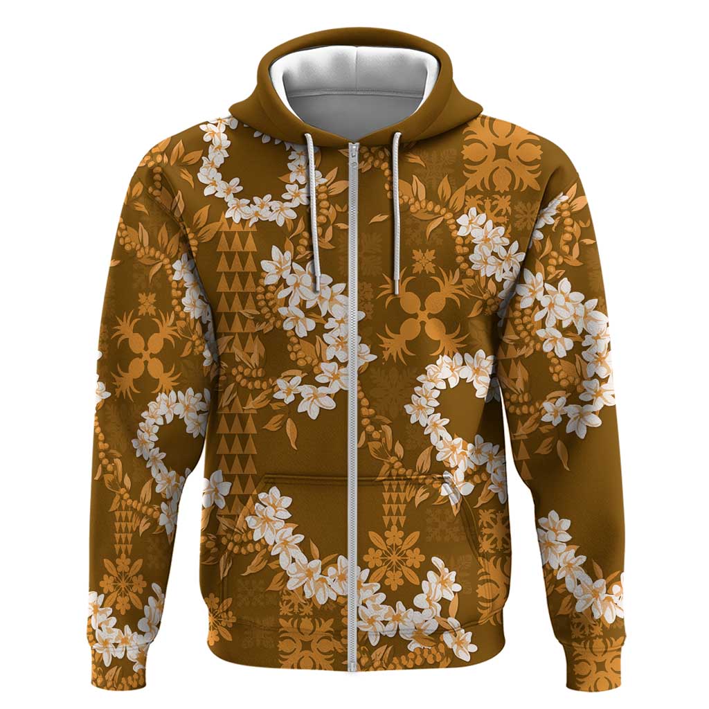 Mokihana Maile and Ilima Leis Hoodie Alani Hawaiian Tapa Quilt Pattern - Polynesian Pride