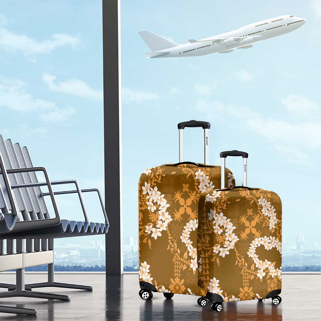 Mokihana Maile and Ilima Leis Luggage Cover Alani Hawaiian Tapa Quilt Pattern - Polynesian Pride