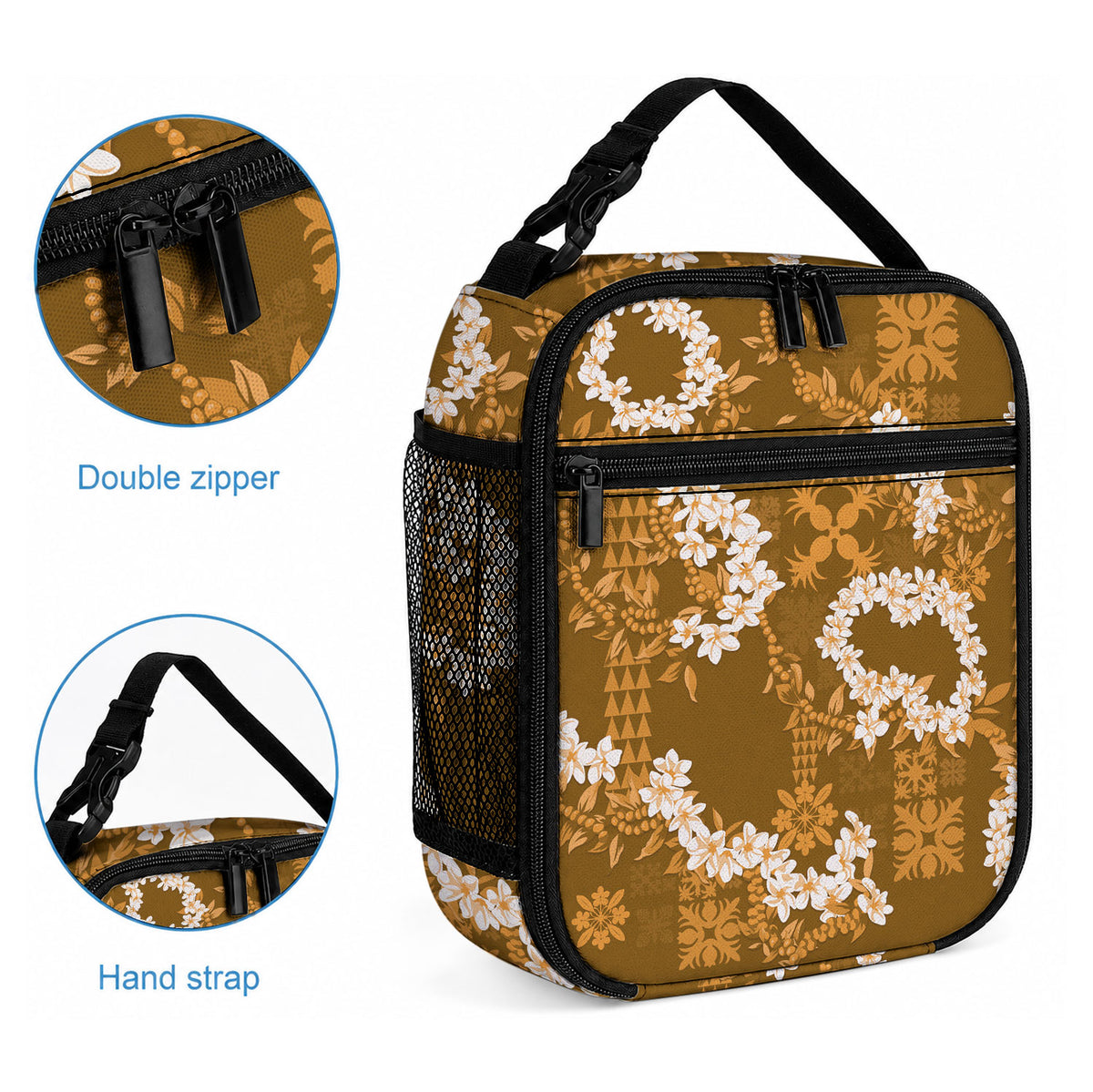 Mokihana Maile and Ilima Leis Lunch Bag Alani Hawaiian Tapa Quilt Pattern LT9 - Polynesian Pride