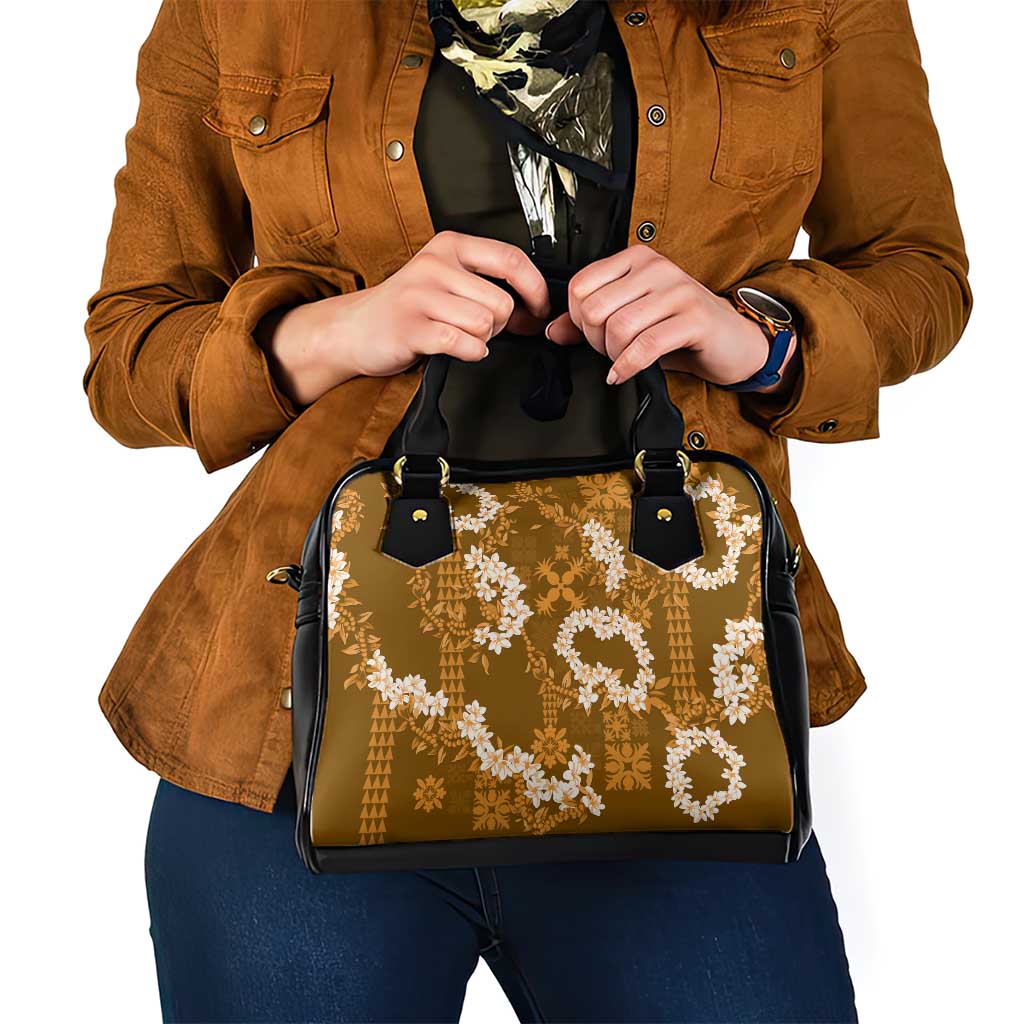 Mokihana Maile and Ilima Leis Shoulder Handbag Alani Hawaiian Tapa Quilt Pattern - Polynesian Pride