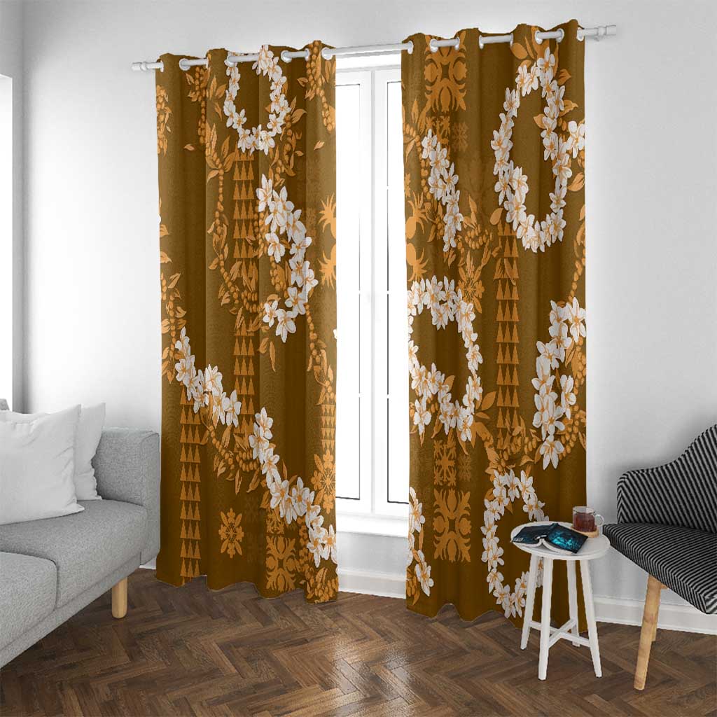 Mokihana Maile and Ilima Leis Window Curtain Alani Hawaiian Tapa Quilt Pattern - Polynesian Pride
