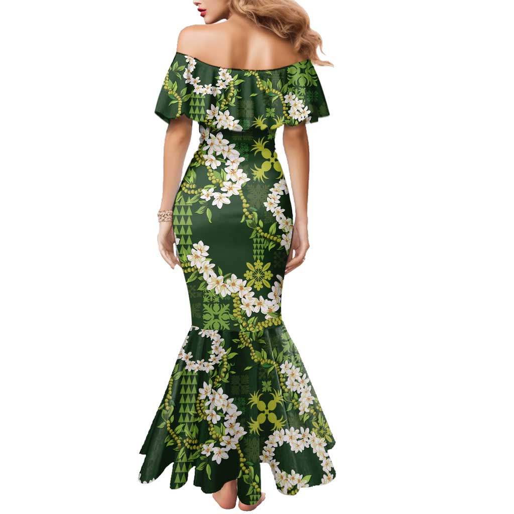 Mokihana Maile and Ilima Leis Family Matching Mermaid Dress and Hawaiian Shirt Omaʻomaʻo Hawaiian Tapa Quilt Pattern LT9 - Polynesian Pride