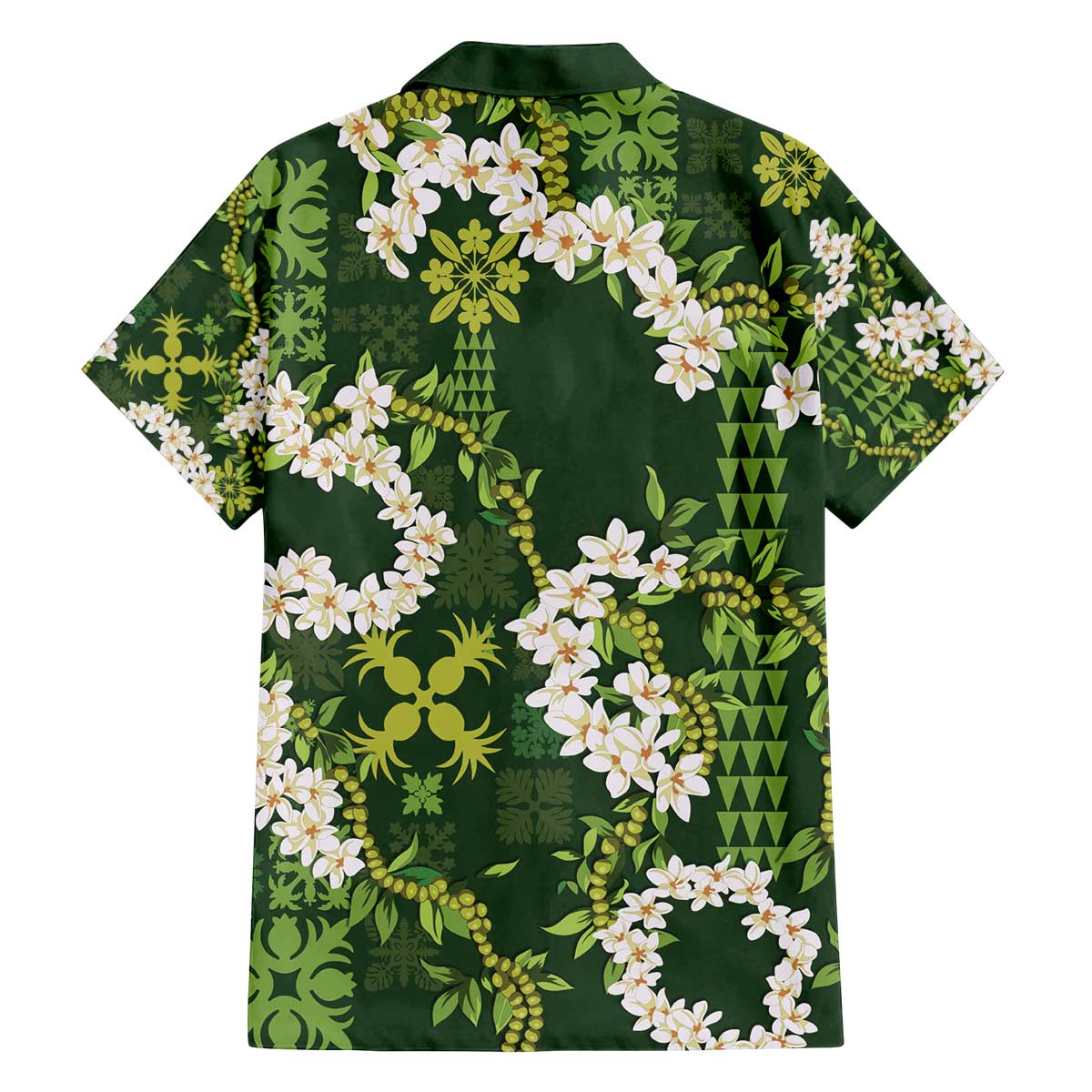 Mokihana Maile and Ilima Leis Family Matching Off The Shoulder Long Sleeve Dress and Hawaiian Shirt Omaʻomaʻo Hawaiian Tapa Quilt Pattern LT9 - Polynesian Pride