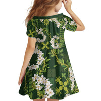 Mokihana Maile and Ilima Leis Family Matching Off Shoulder Maxi Dress and Hawaiian Shirt Omaʻomaʻo Hawaiian Tapa Quilt Pattern LT9 - Polynesian Pride