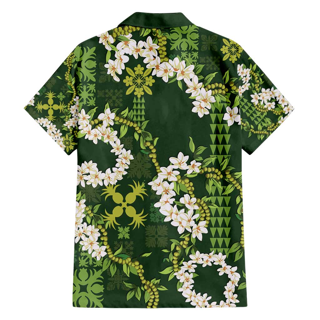 Mokihana Maile and Ilima Leis Family Matching Off Shoulder Maxi Dress and Hawaiian Shirt Omaʻomaʻo Hawaiian Tapa Quilt Pattern LT9 - Polynesian Pride