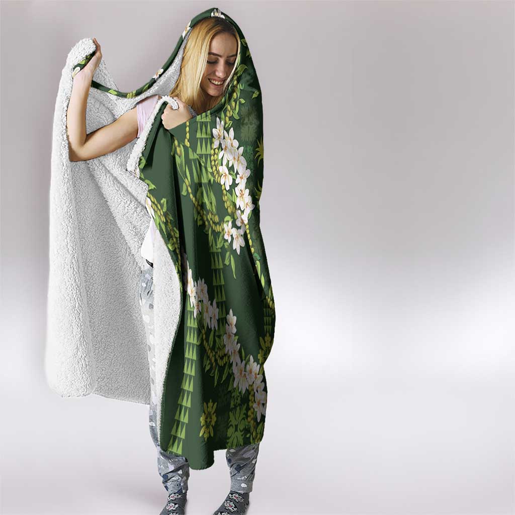 Mokihana Maile and Ilima Leis Hooded Blanket Omaʻomaʻo Hawaiian Tapa Quilt Pattern - Polynesian Pride