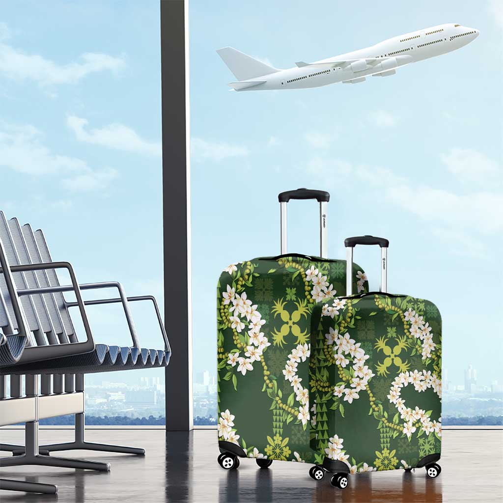 Mokihana Maile and Ilima Leis Luggage Cover Omaʻomaʻo Hawaiian Tapa Quilt Pattern - Polynesian Pride