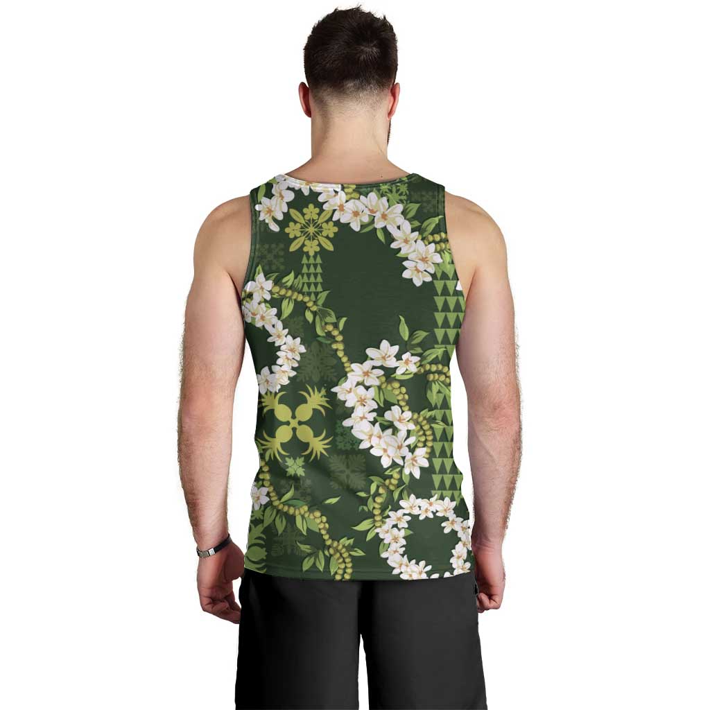 Mokihana Maile and Ilima Leis Men Tank Top Omaʻomaʻo Hawaiian Tapa Quilt Pattern - Polynesian Pride