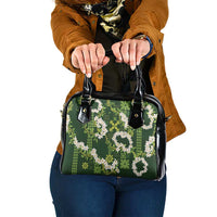 Mokihana Maile and Ilima Leis Shoulder Handbag Omaʻomaʻo Hawaiian Tapa Quilt Pattern - Polynesian Pride
