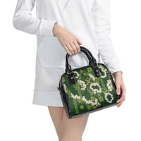 Mokihana Maile and Ilima Leis Shoulder Handbag Omaʻomaʻo Hawaiian Tapa Quilt Pattern - Polynesian Pride