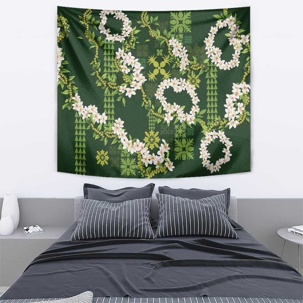 Mokihana Maile and Ilima Leis Tapestry Omaʻomaʻo Hawaiian Tapa Quilt Pattern - Polynesian Pride