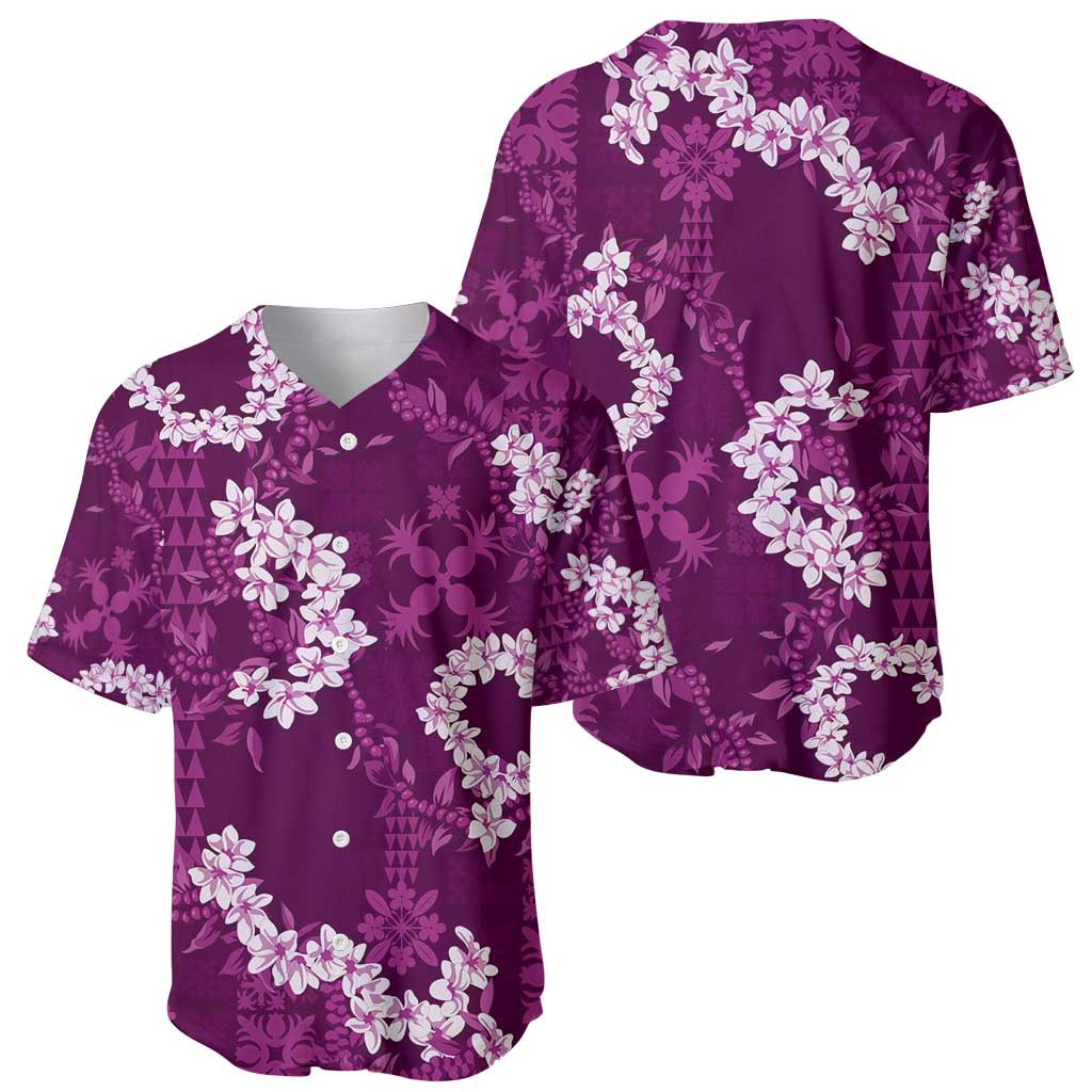 Mokihana Maile and Ilima Leis Baseball Jersey Akala Hawaiian Tapa Quilt Pattern - Polynesian Pride
