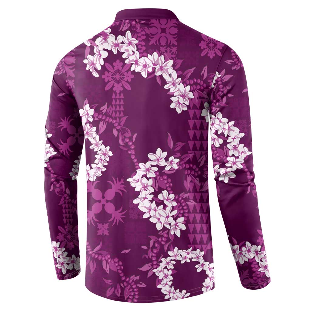 Mokihana Maile and Ilima Leis Button Sweatshirt Akala Hawaiian Tapa Quilt Pattern - Polynesian Pride