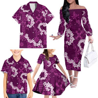 Mokihana Maile and Ilima Leis Family Matching Off The Shoulder Long Sleeve Dress and Hawaiian Shirt Akala Hawaiian Tapa Quilt Pattern LT9 - Polynesian Pride