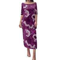 Mokihana Maile and Ilima Leis Family Matching Puletasi and Hawaiian Shirt Akala Hawaiian Tapa Quilt Pattern LT9 Mom's Dress Pink - Polynesian Pride