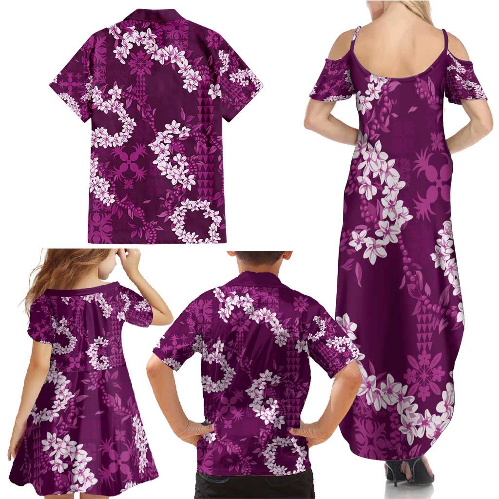 Mokihana Maile and Ilima Leis Family Matching Summer Maxi Dress and Hawaiian Shirt Akala Hawaiian Tapa Quilt Pattern LT9 - Polynesian Pride