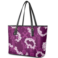 Mokihana Maile and Ilima Leis Leather Tote Bag Akala Hawaiian Tapa Quilt Pattern LT9 - Polynesian Pride