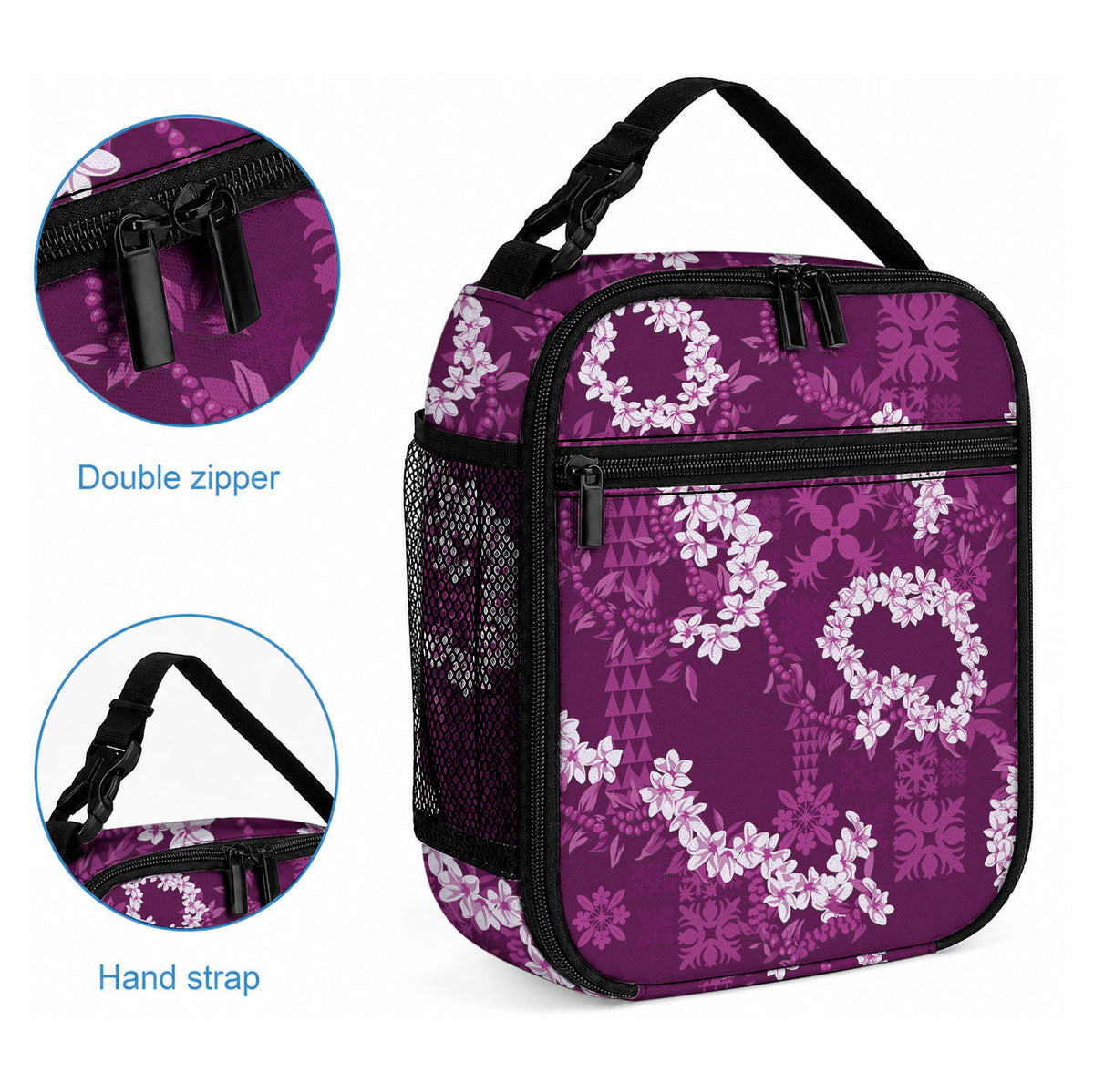 Mokihana Maile and Ilima Leis Lunch Bag Akala Hawaiian Tapa Quilt Pattern LT9 - Polynesian Pride
