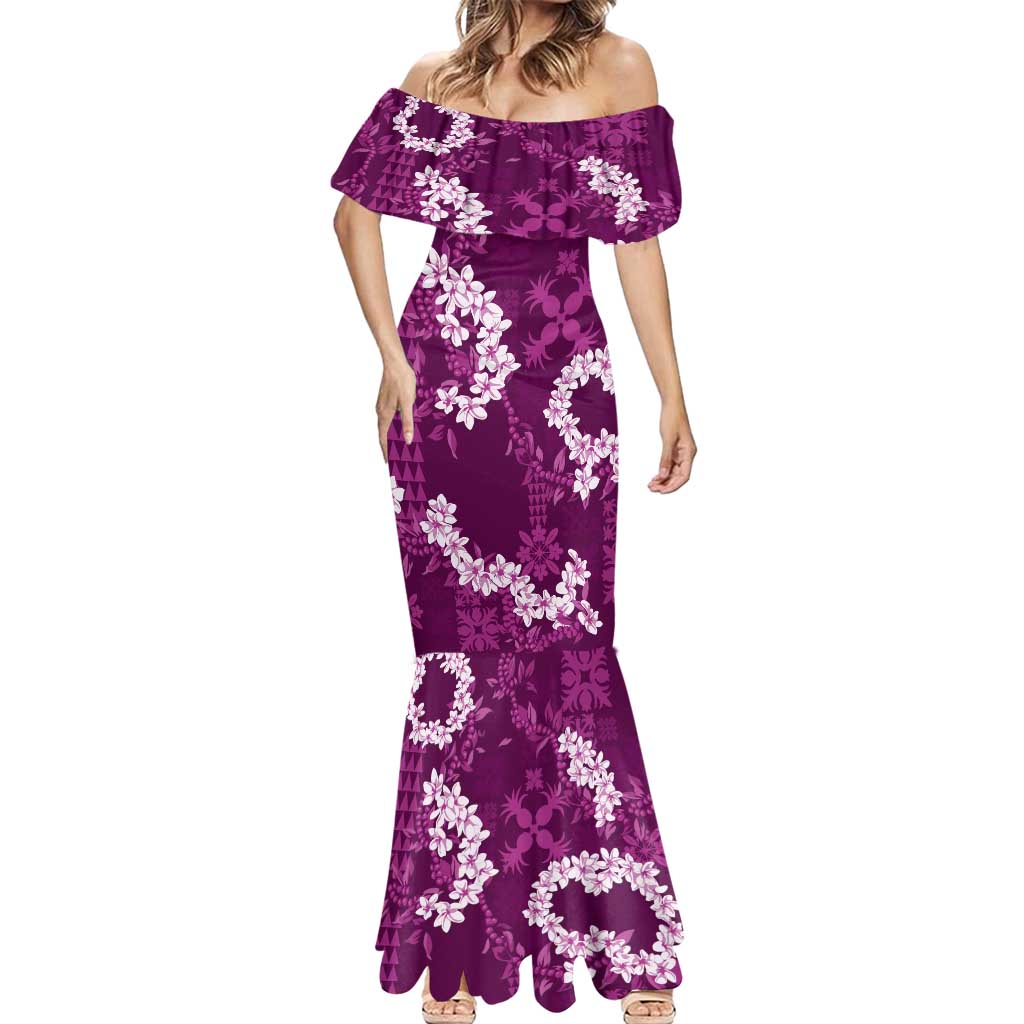 Mokihana Maile and Ilima Leis Mermaid Dress Akala Hawaiian Tapa Quilt Pattern - Polynesian Pride