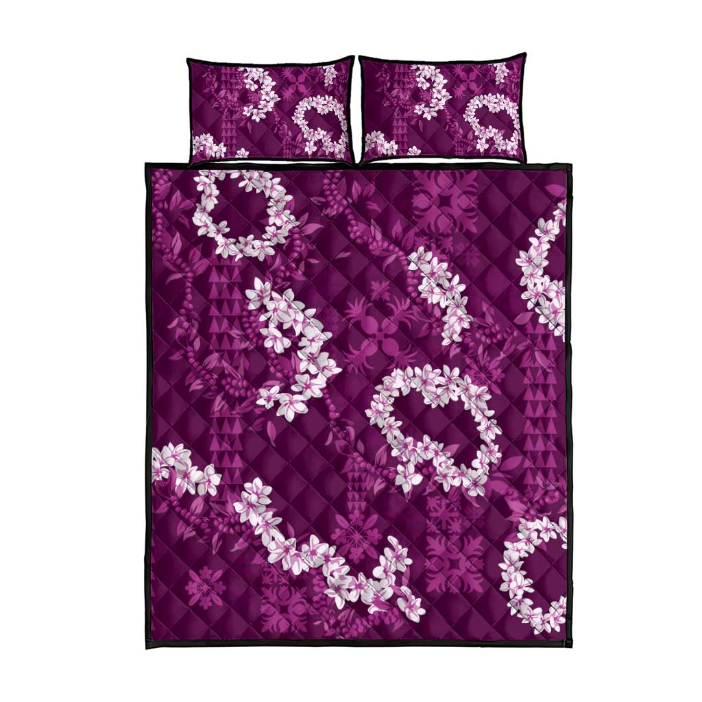 Mokihana Maile and Ilima Leis Quilt Bed Set Akala Hawaiian Tapa Quilt Pattern - Polynesian Pride