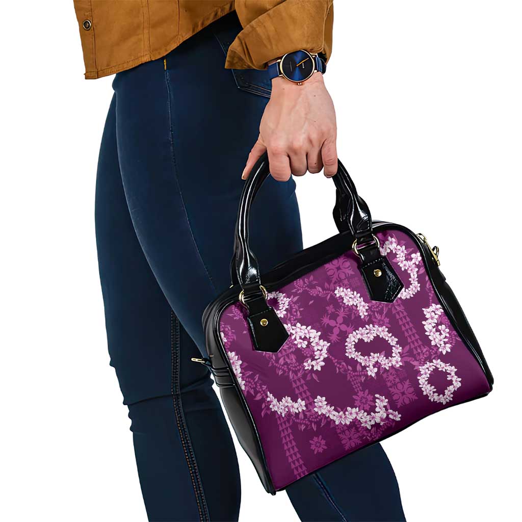 Mokihana Maile and Ilima Leis Shoulder Handbag Akala Hawaiian Tapa Quilt Pattern - Polynesian Pride