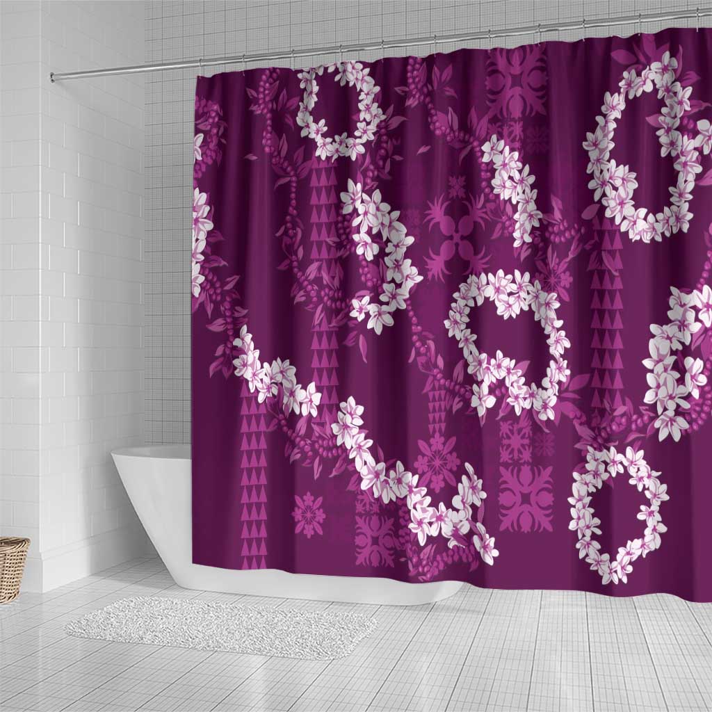 Mokihana Maile and Ilima Leis Shower Curtain Akala Hawaiian Tapa Quilt Pattern - Polynesian Pride