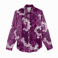 Mokihana Maile and Ilima Leis Women Casual Shirt Akala Hawaiian Tapa Quilt Pattern - Polynesian Pride