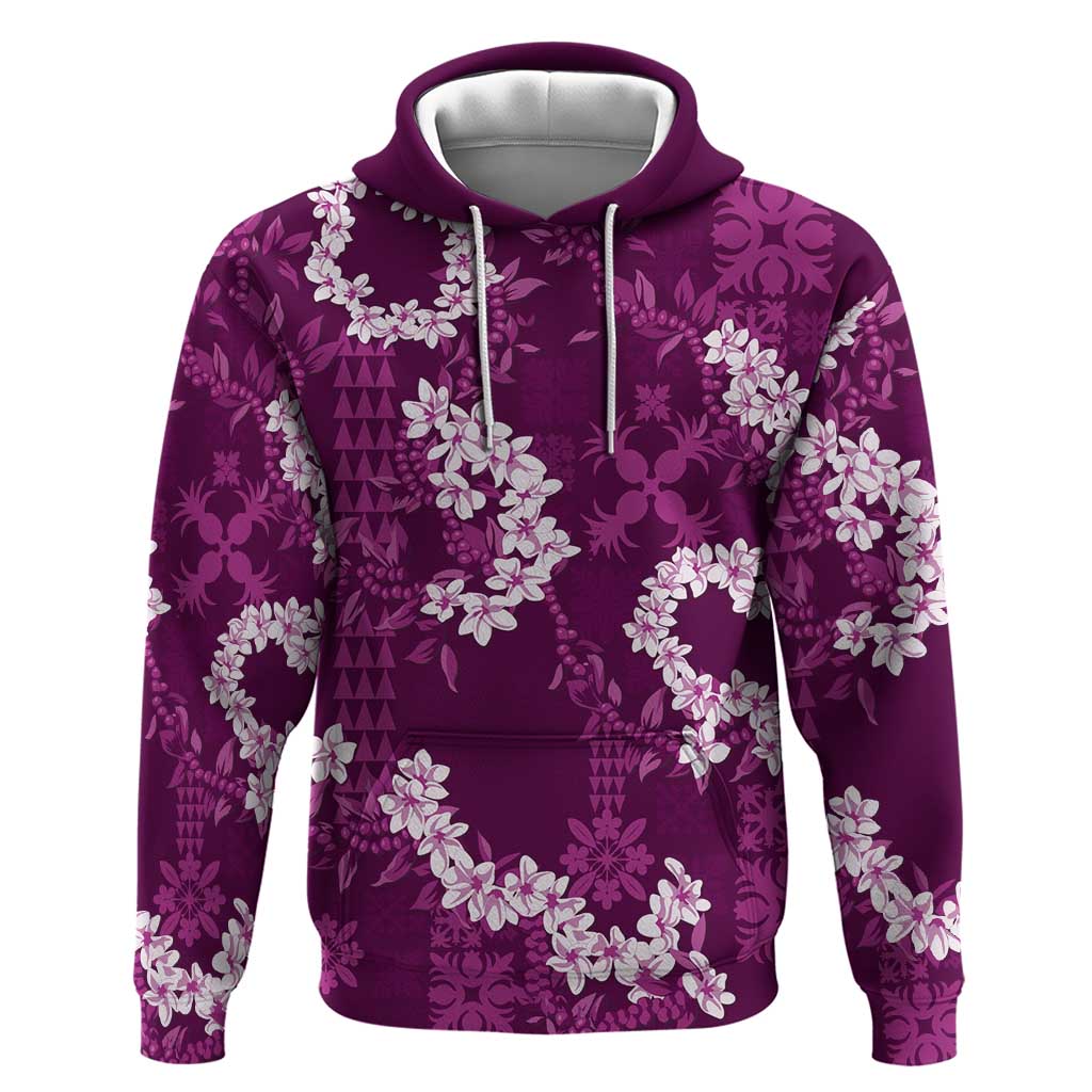 Mokihana Maile and Ilima Leis Zip Hoodie Akala Hawaiian Tapa Quilt Pattern - Polynesian Pride