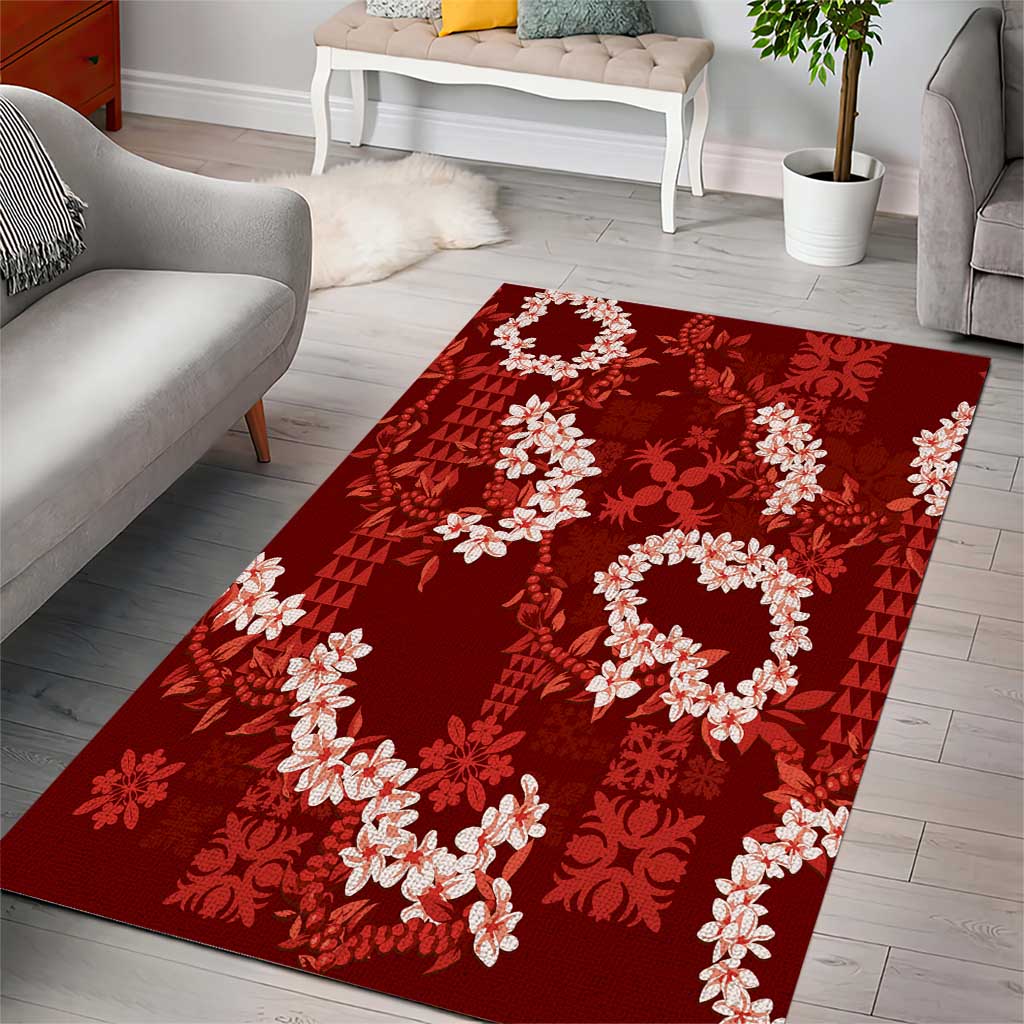 Mokihana Maile and Ilima Leis Area Rug Ulaʻula Hawaiian Tapa Quilt Pattern LT9 - Polynesian Pride