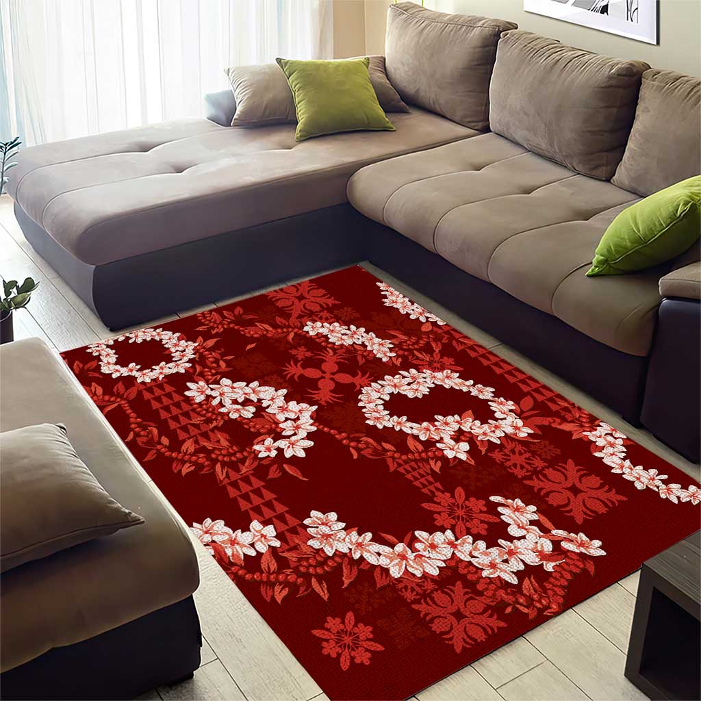 Mokihana Maile and Ilima Leis Area Rug Ulaʻula Hawaiian Tapa Quilt Pattern LT9 - Polynesian Pride