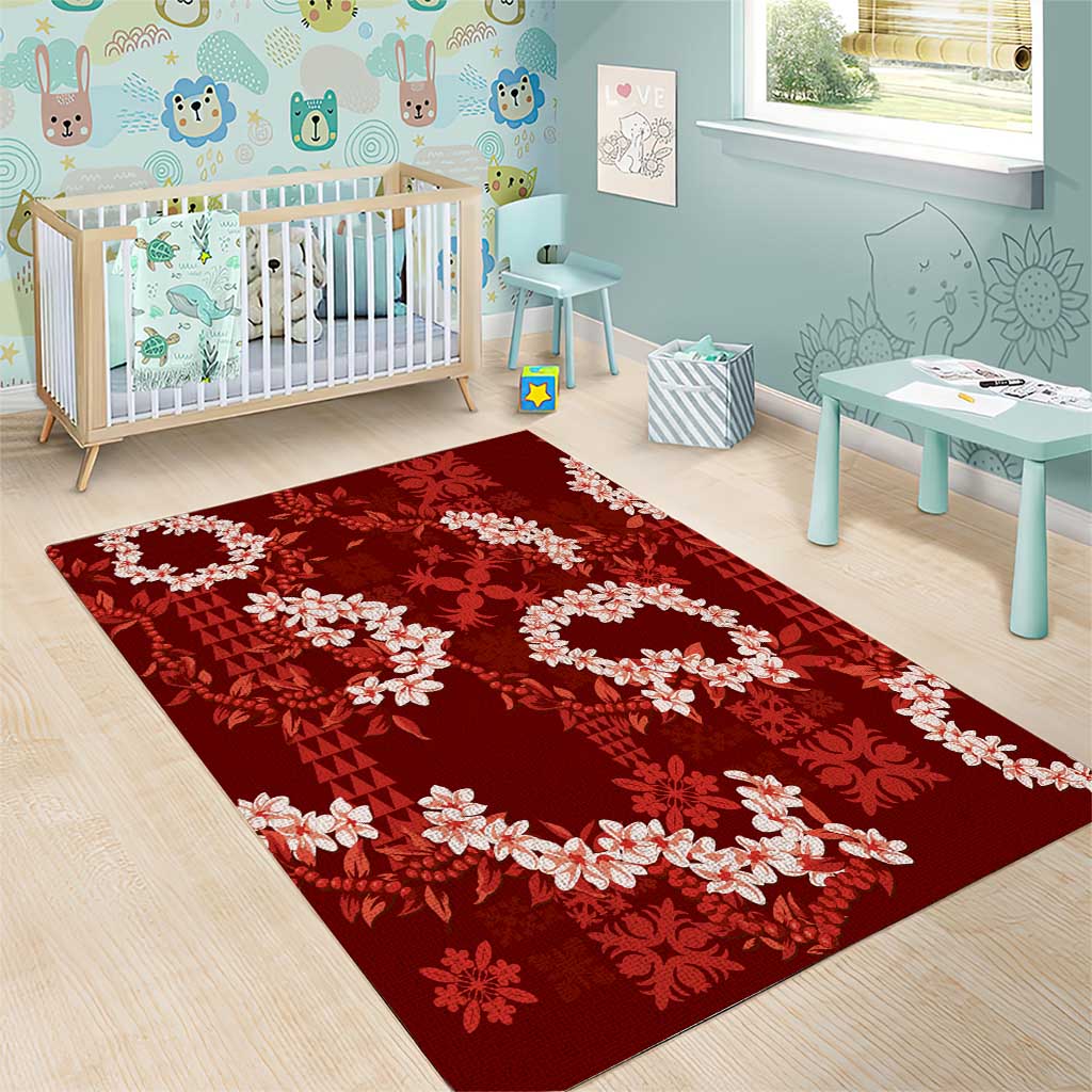 Mokihana Maile and Ilima Leis Area Rug Ulaʻula Hawaiian Tapa Quilt Pattern LT9 - Polynesian Pride