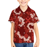 Mokihana Maile and Ilima Leis Family Matching Long Sleeve Bodycon Dress and Hawaiian Shirt Ulaʻula Hawaiian Tapa Quilt Pattern LT9 Son's Shirt Red - Polynesian Pride