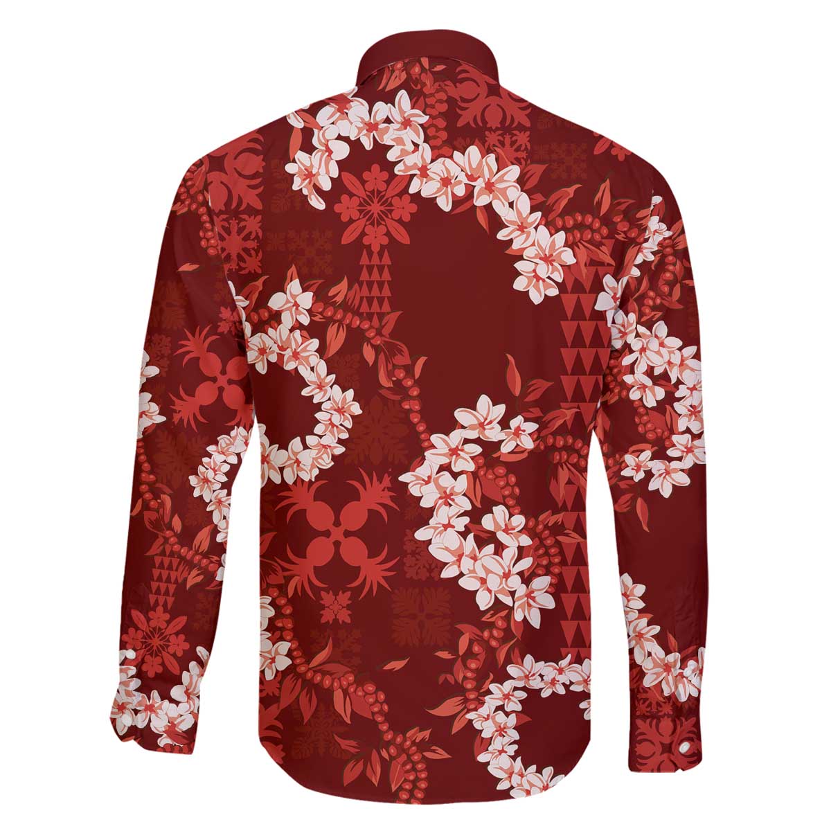Mokihana Maile and Ilima Leis Family Matching Off The Shoulder Long Sleeve Dress and Hawaiian Shirt Ulaʻula Hawaiian Tapa Quilt Pattern LT9 - Polynesian Pride