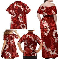 Mokihana Maile and Ilima Leis Family Matching Off Shoulder Maxi Dress and Hawaiian Shirt Ulaʻula Hawaiian Tapa Quilt Pattern LT9 - Polynesian Pride