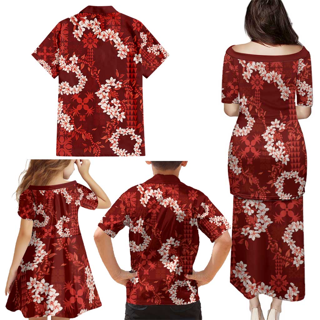 Mokihana Maile and Ilima Leis Family Matching Puletasi and Hawaiian Shirt Ulaʻula Hawaiian Tapa Quilt Pattern LT9 - Polynesian Pride