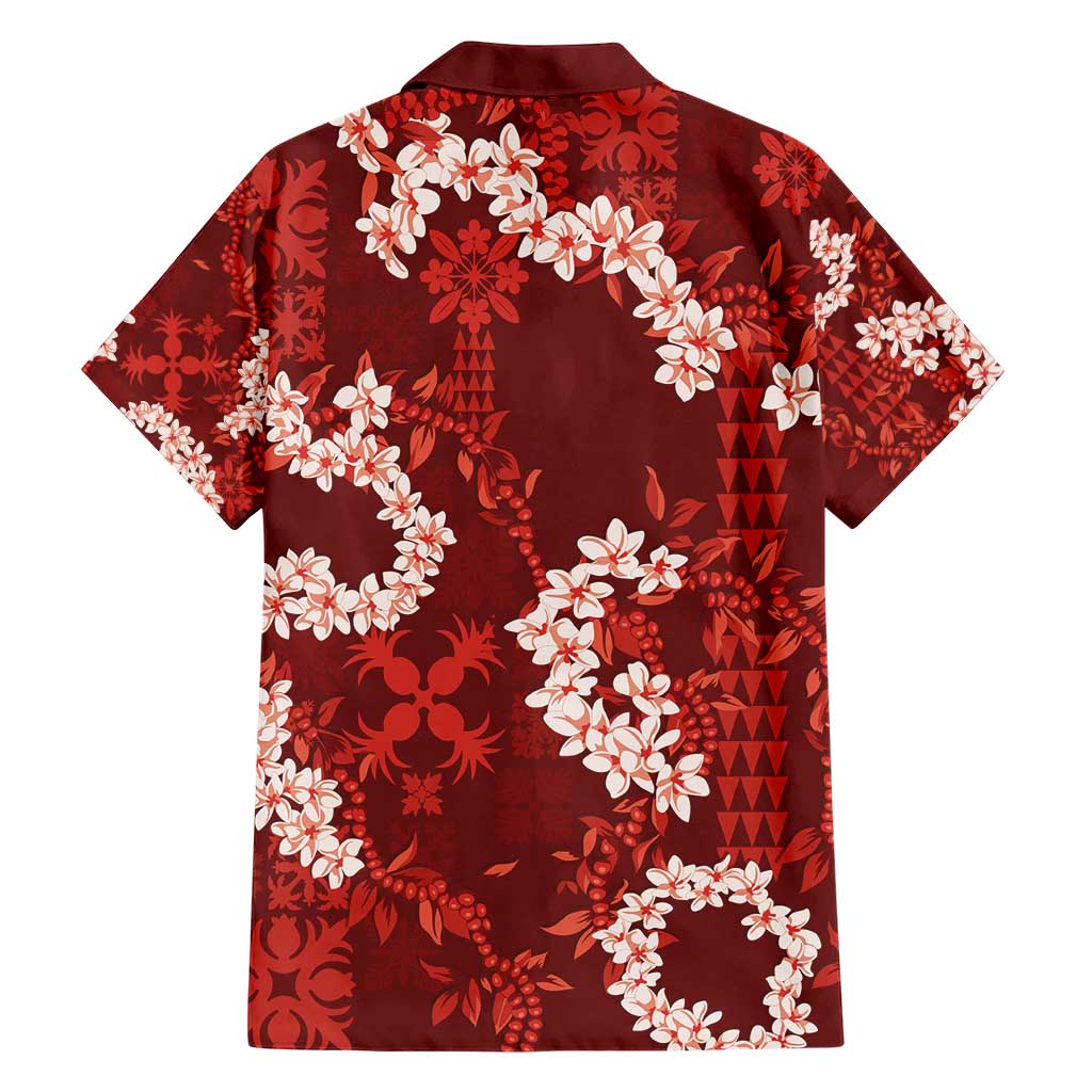 Mokihana Maile and Ilima Leis Family Matching Short Sleeve Bodycon Dress and Hawaiian Shirt Ulaʻula Hawaiian Tapa Quilt Pattern LT9 - Polynesian Pride