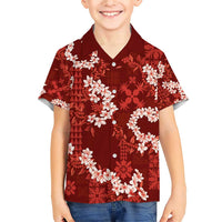 Mokihana Maile and Ilima Leis Family Matching Short Sleeve Bodycon Dress and Hawaiian Shirt Ulaʻula Hawaiian Tapa Quilt Pattern LT9 Son's Shirt Red - Polynesian Pride