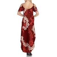 Mokihana Maile and Ilima Leis Family Matching Summer Maxi Dress and Hawaiian Shirt Ulaʻula Hawaiian Tapa Quilt Pattern LT9 - Polynesian Pride