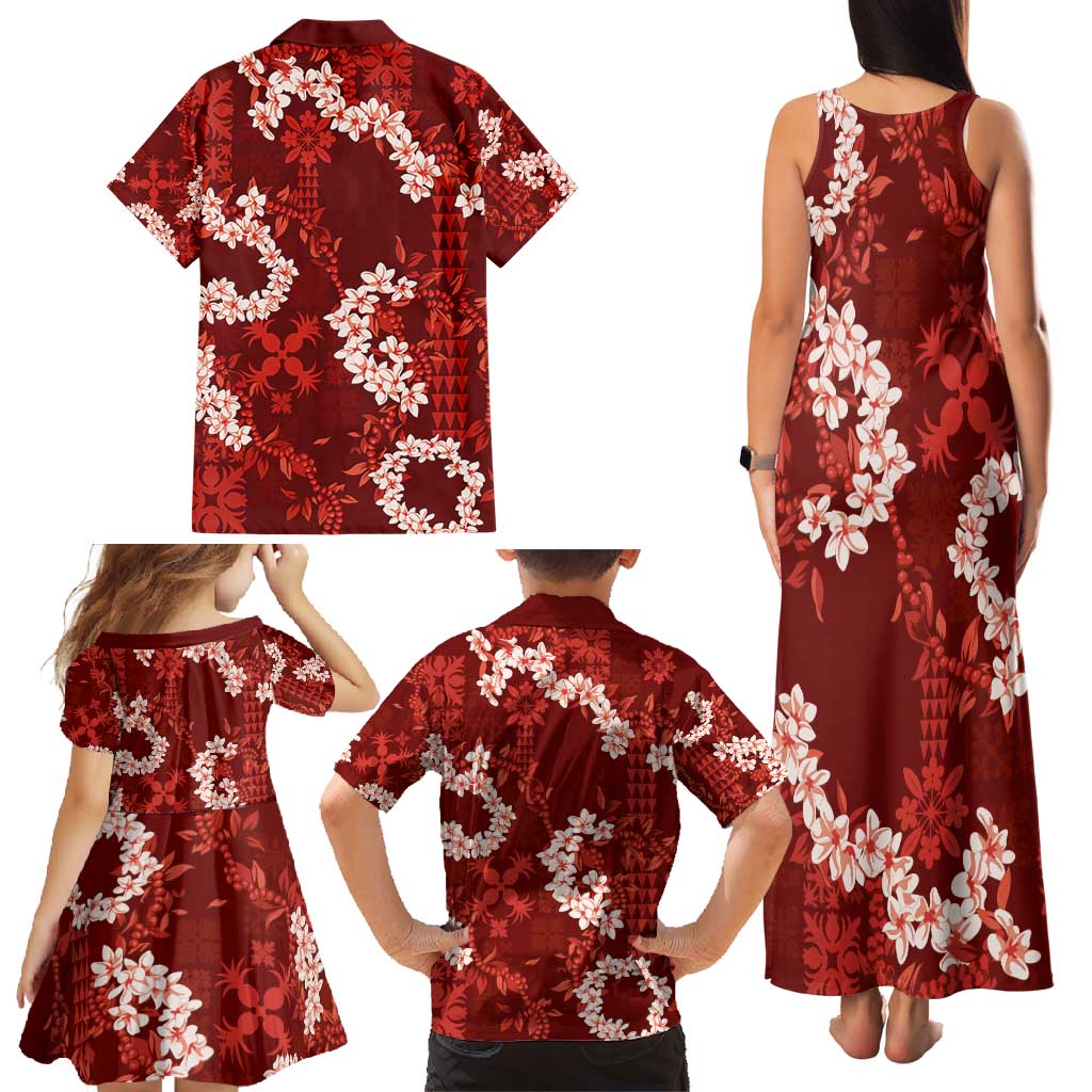 Mokihana Maile and Ilima Leis Family Matching Tank Maxi Dress and Hawaiian Shirt Ulaʻula Hawaiian Tapa Quilt Pattern LT9 - Polynesian Pride