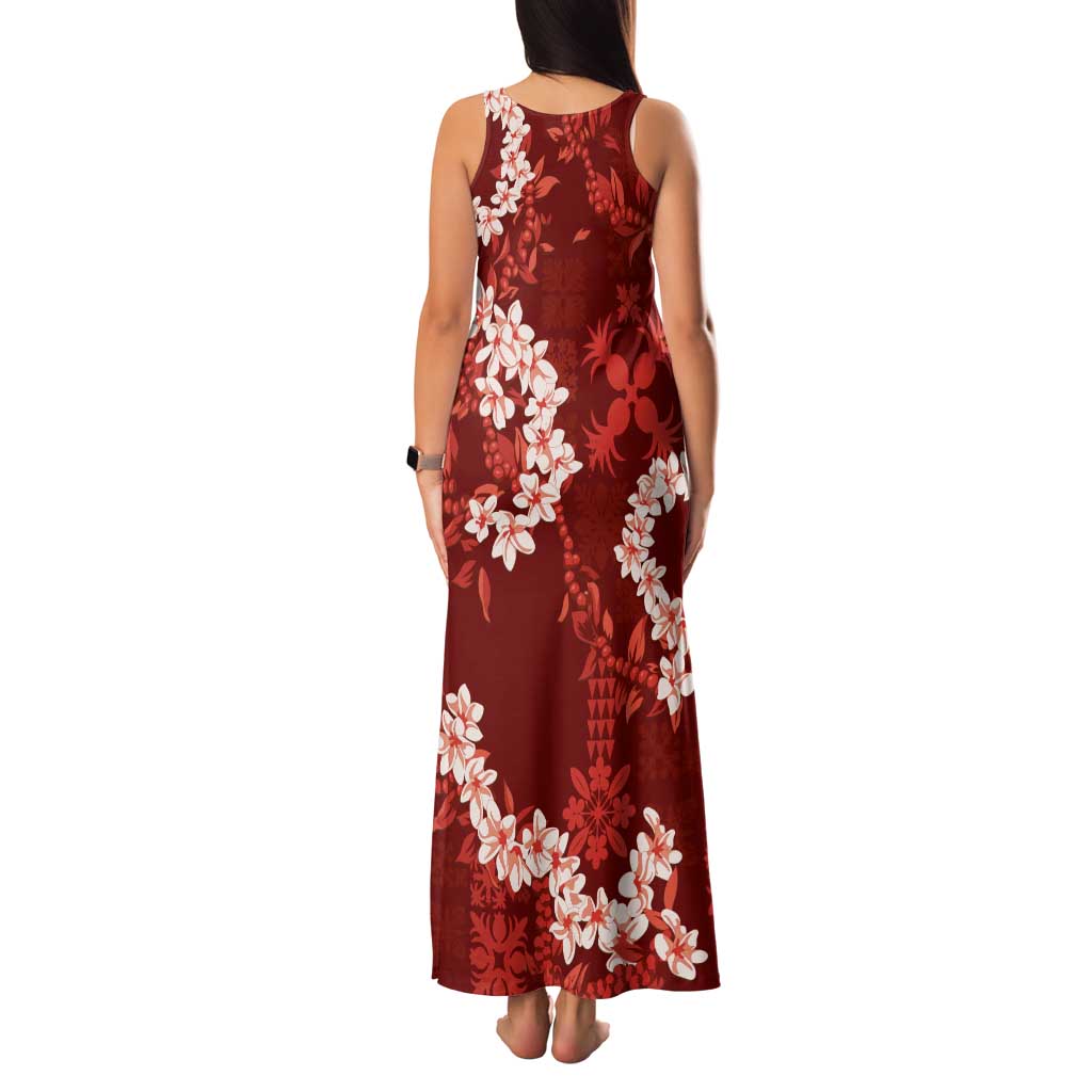 Mokihana Maile and Ilima Leis Family Matching Tank Maxi Dress and Hawaiian Shirt Ulaʻula Hawaiian Tapa Quilt Pattern LT9 - Polynesian Pride