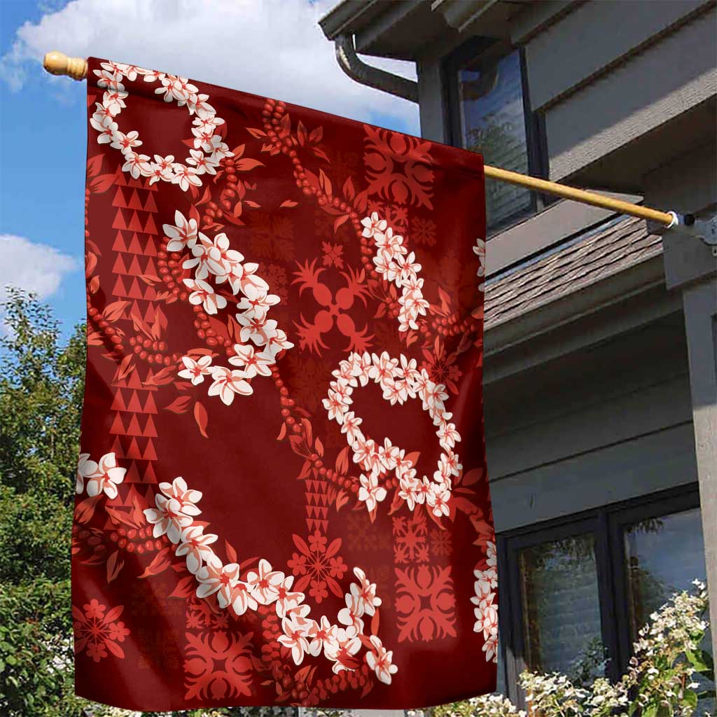 Mokihana Maile and Ilima Leis Garden Flag Ulaʻula Hawaiian Tapa Quilt Pattern LT9 - Polynesian Pride