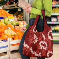 Mokihana Maile and Ilima Leis Grocery Bag Ulaʻula Hawaiian Tapa Quilt Pattern - Polynesian Pride